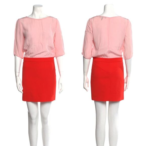 Maje Reggio Silk Pink Orange Contrast Dress Size M - Picture 11 of 11